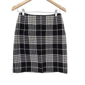 Eddie Bauer Pencil Skirt Womens 6 Black White Plaid Preppy Acacemia